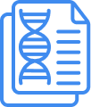 An icon representing test results with a double helix DNA strand on the top sheet.