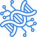 An icon of a double helix DNA strand with specific regions called out.