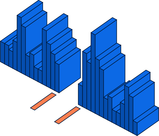 A decorative isometric illustration of an electropherogram.