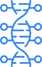 An icon of a DNA strand with highlighted segments, illustrating specific areas being called out for emphasis.